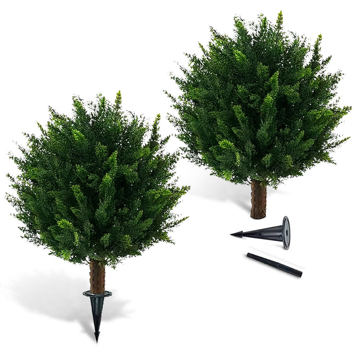 23" Artificial Cypress Topiary Outdoor Indoor Plants 2 Pack uv Protected Pathway  Front Porch Decor