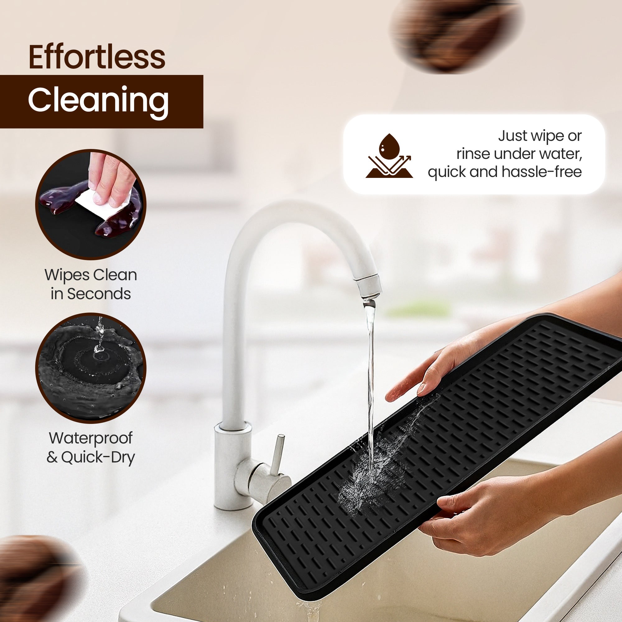 Silicone Coffee Mat,Waterproof Heat Resistant Bar Mat for Espresso Machine Station Accessorie