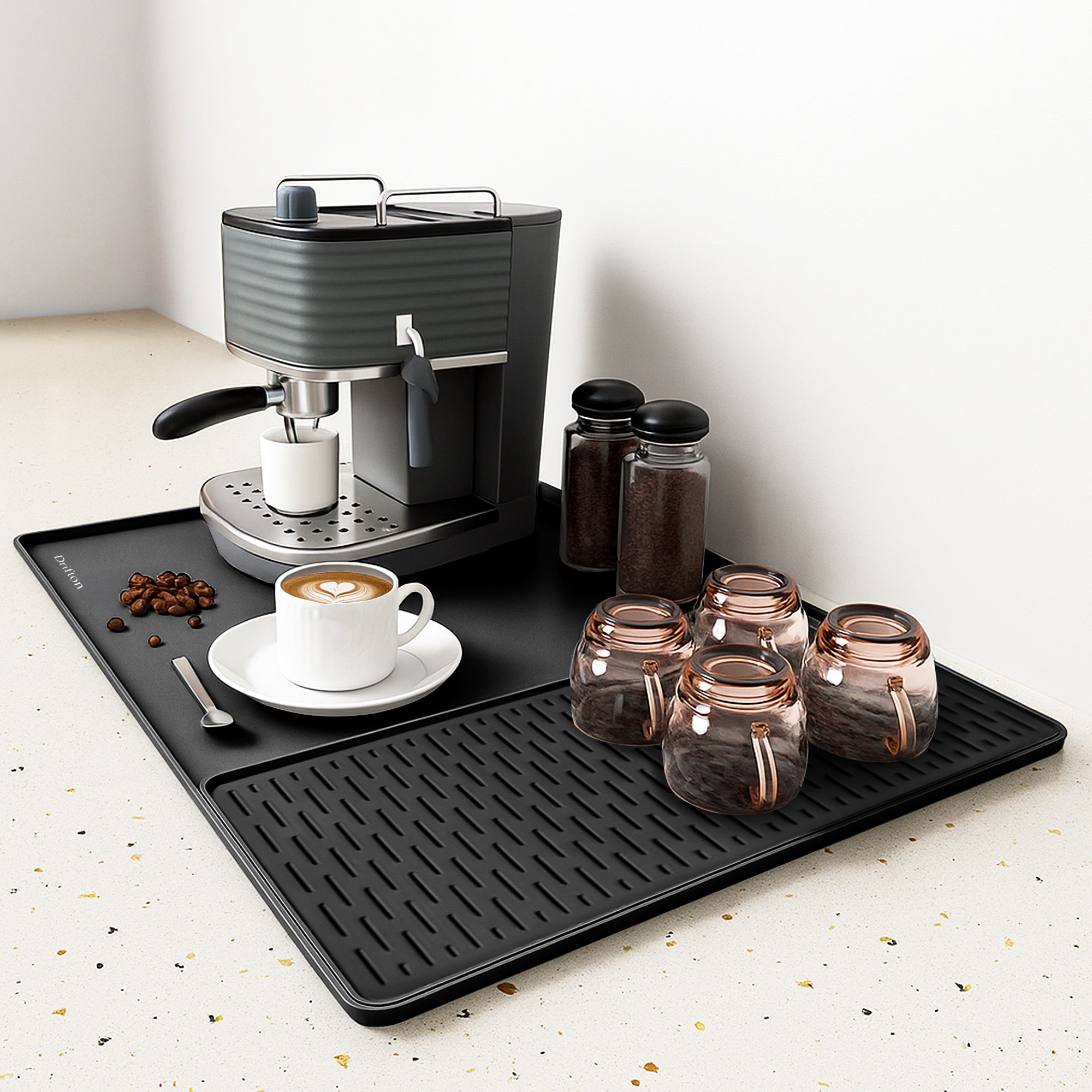 Silicone Coffee Mat,Waterproof Heat Resistant Bar Mat for Espresso Machine Station Accessorie